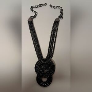 Elegant Gunmetal Necklace Chain Mesh Knot Statement